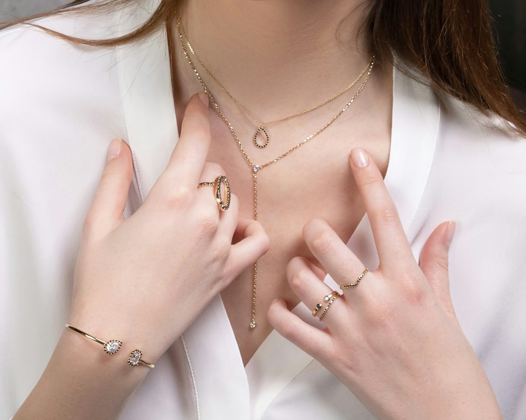 Jewelry displayed for a close-up photograph