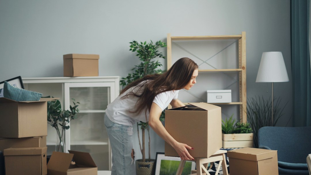 Packed household belongings during an apartment move