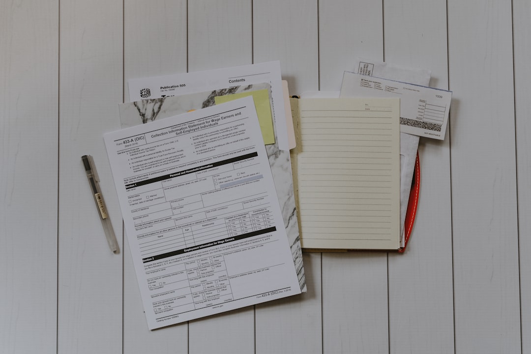 Paperwork arranged on a desk